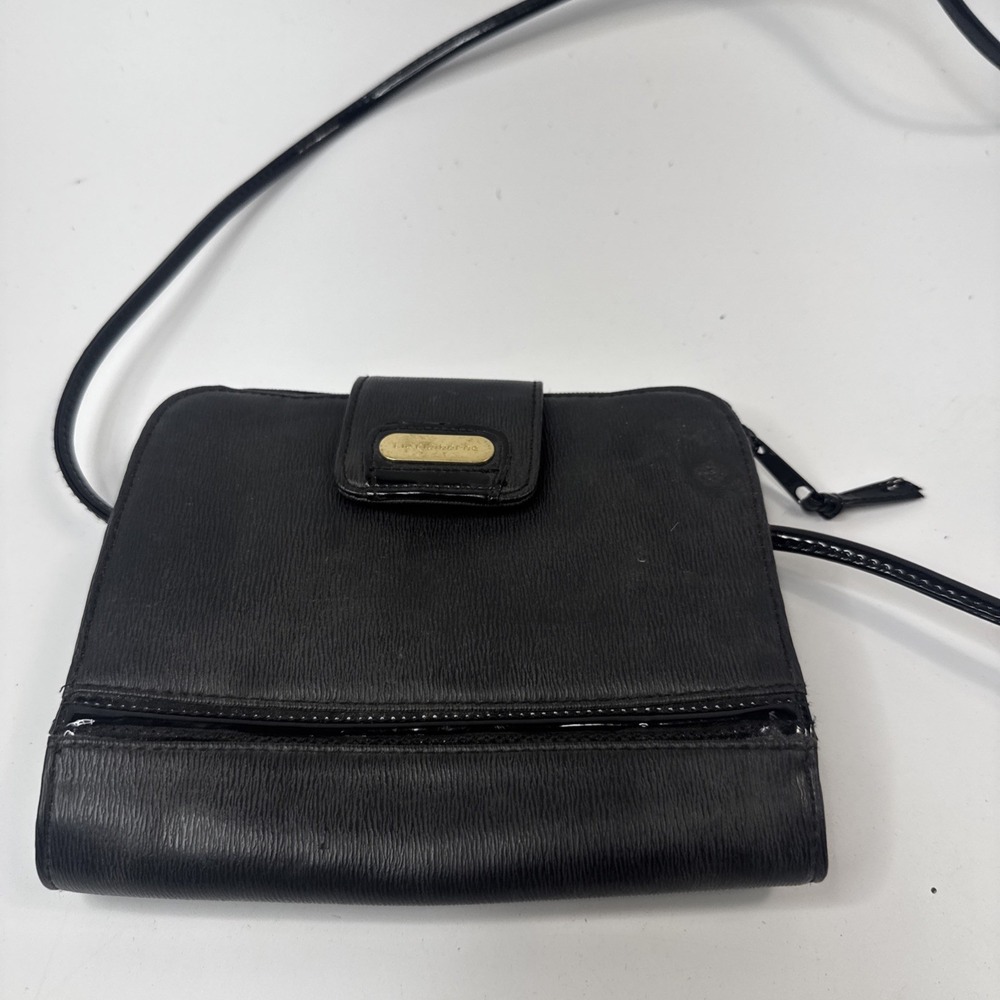 Liz Claiborne Crossbody Front Flap Purse Faux Leather Black